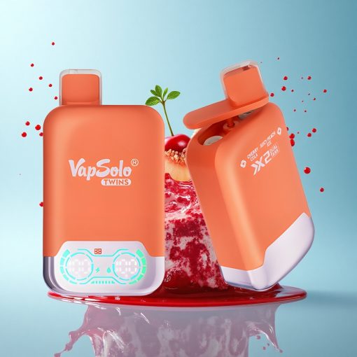 Vapsolo Twins 20000 Puffs Черешова Кола и Сочен Праскова Лед с 40 мл и Тип-C