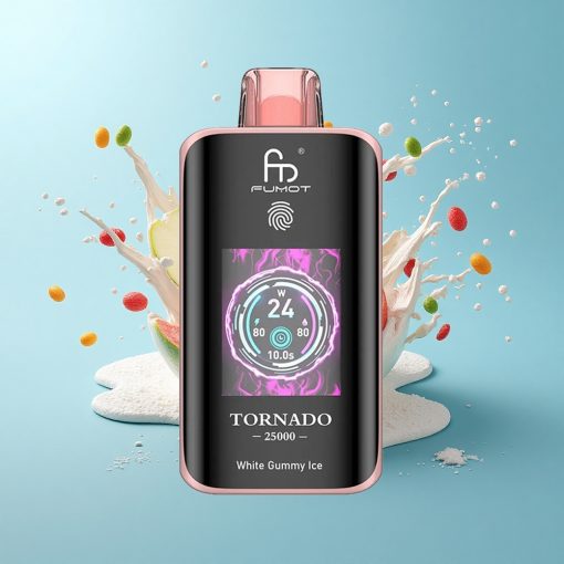 Fumot Tornado 25000 Puffs Бял Гъми Айс с HD Екран и 700mAh Батерия