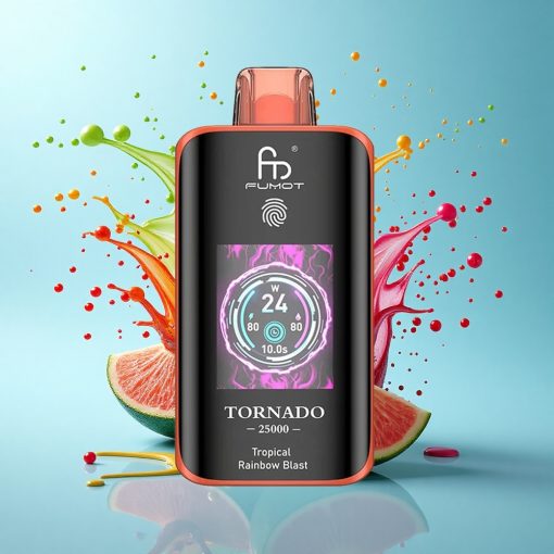 Fumot Tornado 25000 Puffs Тропически Дъгов Взрив с HD Екран и 700mAh Батерия