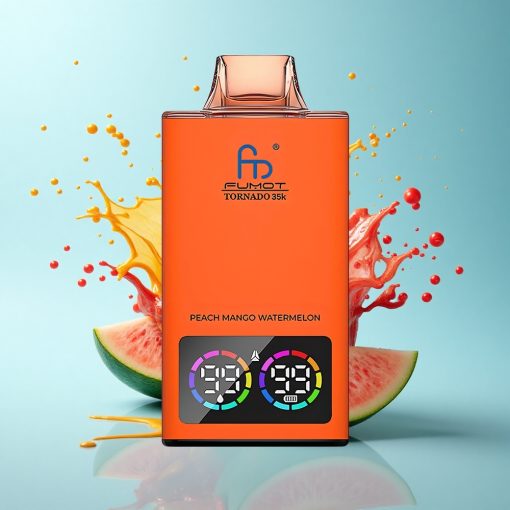 Fumot Tornado 35000 Puffs Праскова Манго Диня Двойна Мрежа Бързо Зареждане RGB Светлини