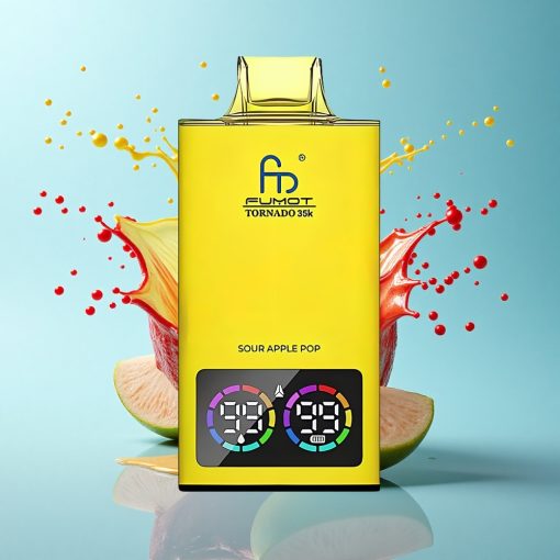 Fumot Tornado 35000 Puffs Кисела Ябълка Поп Двойна Мрежа Индикатор RGB Светлини