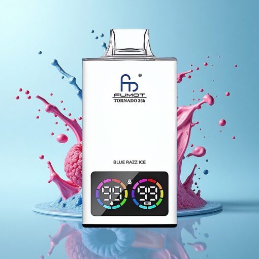 Fumot Tornado 35000 Puffs Синьо Малинов Лед: Двойна Мрежа, RGB Светлини, USB-C